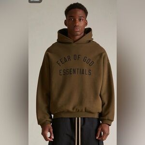 NWT Fear of God ESSENTIALS Olive Fleece Hoodie - MEDIUM